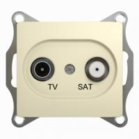 Glossa розетка телевизионная TV/SAT оконечная 1DB, механизм, бежевый GSL000297
