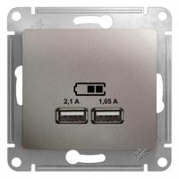 Glossa розетка USB A+A, 5В, 1 порт x 2,1 А, 2 порта х 1,05 А, механизм, платина GSL001233
