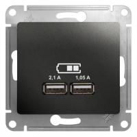 Glossa розетка USB A+A, 5В, 1 порт x 2,1 А, 2 порта х 1,05 А, механизм, антрацит GSL000733