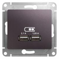 Glossa розетка USB A+A, 5В, 1 порт x 2,1 А, 2 порта х 1,05 А, механизм, сиреневый туман GSL001433