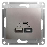 Glossa розетка USB A+C, 5В, 1 порт x 2,4 А, 2 порта х 1,2 А, механизм, платина GSL001239